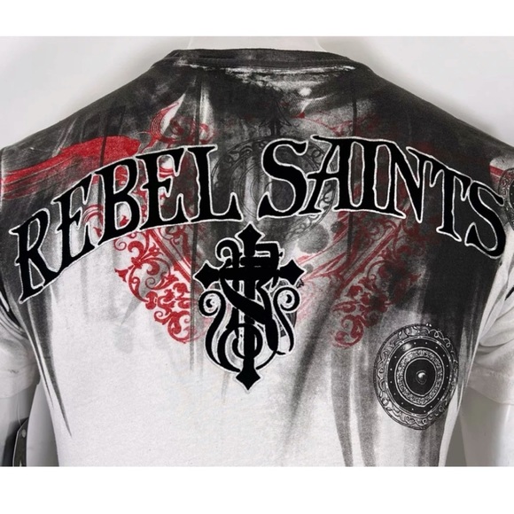 Rebel Saint By Affliction Men's T-Shirt Bloody Night Biker Skull - Picture 10 of 10